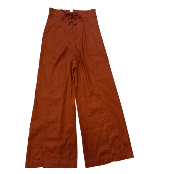 Anthropologie Corset Back Wide Leg Linen Blend Palazzo Pants Women's size XS - Picture 1 of 8